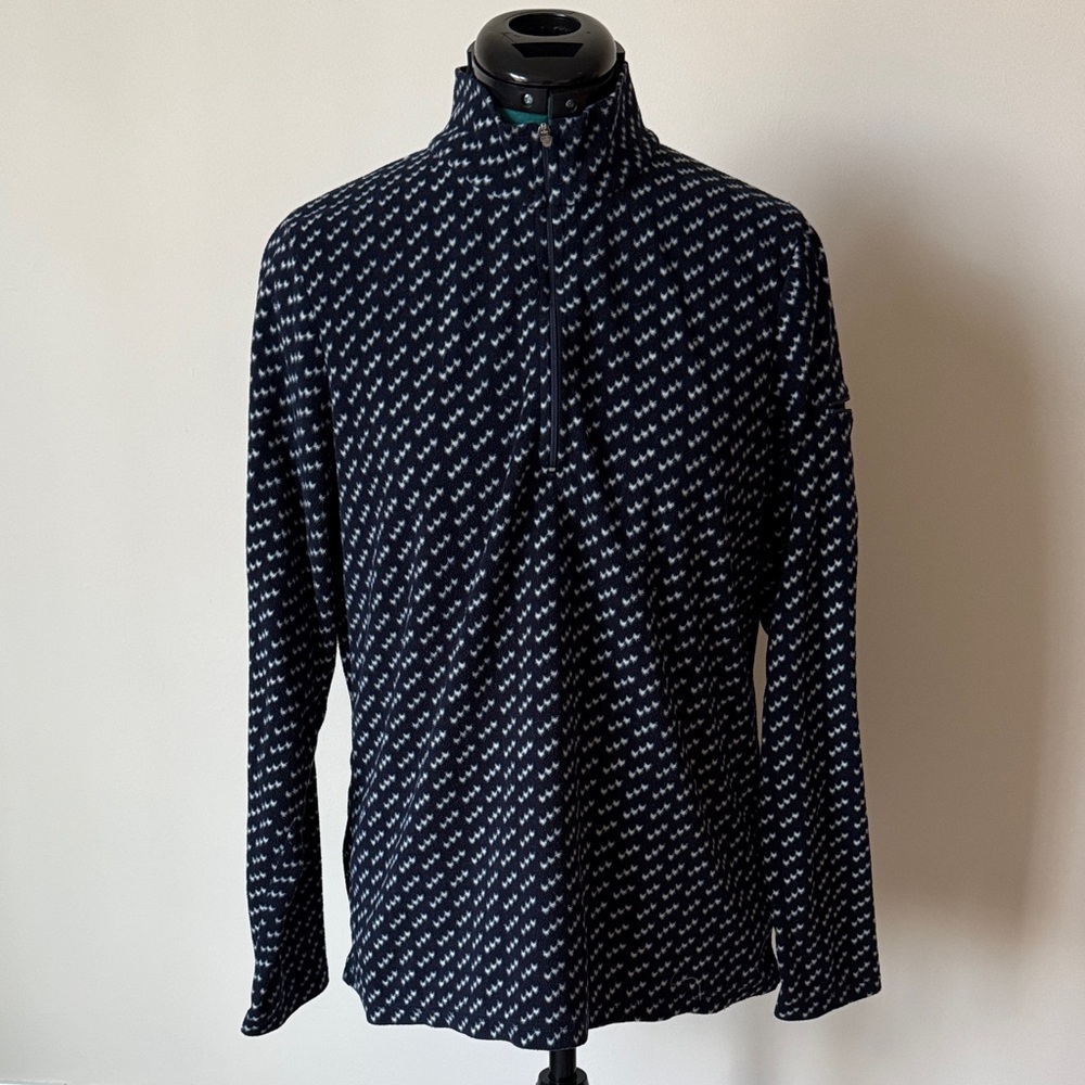 L.L. Bean | Fleece 1/4 Zip Birdseye Print Pullover in Navy Blue 280181 | Size M - Picture 2 of 9